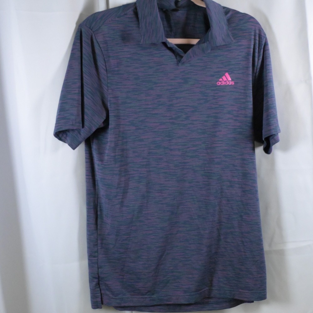 Adidas Women's Navy Purple Space Dye Golf‎ Polo Small Pink Logo